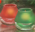 Frosted Glass Tealight Lamps - Green