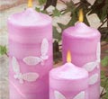 Pearly Butterfly Pillars Candles - Unscented