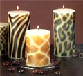 Animal Print Pillars Candles - Light Brown Print