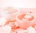 Wax Floater Bowl w/ 5 Rose Floaters - Pink