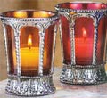 Baroque Nickel Votive Holders - Blue