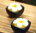 Ceramic Candle Jar w/ Plumeria Flower - Sold Individually