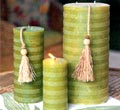 Ridged Candle w/ Hanging Tassel
