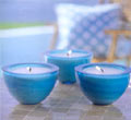 Aqua Blue Glass Bowl Candle - Sold Individually