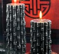 Black Bamboo Pillars Candles