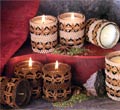 Leather Wrapped 3-Pc Votive Set - Dark Leather