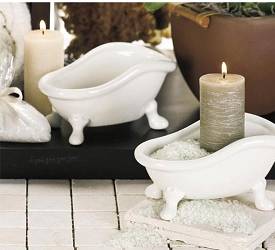 Ceramic Bath Tub & Pillar Gift Set - Sage & Green Tea
