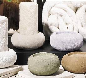 Stone Finish Pillar Candle Holder - Brown
