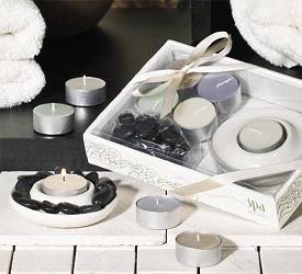 Spa Ceramic Tea Light Holder Gift Set - 7-Pc set