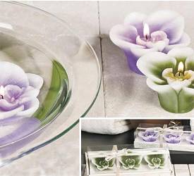 Sculpted Orchid 3-Pc Floater Candle Set - Purple