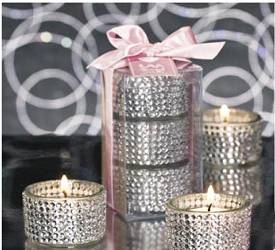 Rhinestone 3-Pc Glass Tea Light Gift Set
