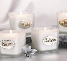 Inspirational Frosted Square Candle - Peace