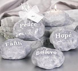Inspirational Engraved Rock Candle - Faith
