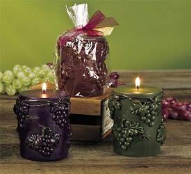 Sculpted Small Vineyard Pillar Candles - Green