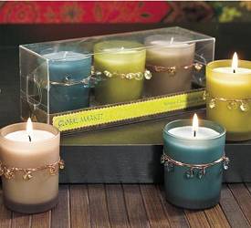 Beaded Frosted 3-Pc Votive Set