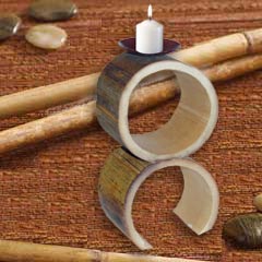 Round Bamboo Candle Holder