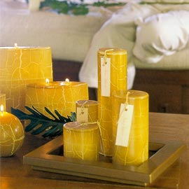 Classic Golden Amber Marble Candles - Round Pillar