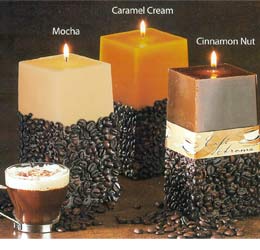 Cafe Aroma Square Pillars Candles - Caramel Cream Scented