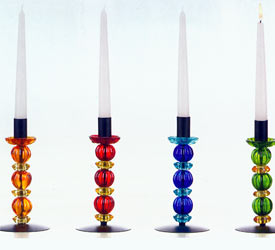 Beaded Taper Candle Holder - Green