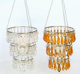 Chandelier Votive Candle Holder - Amber