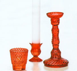 Ruby Beaded Candle Holders - Small Taper Holder
