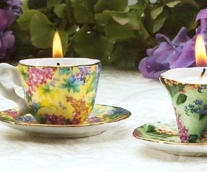 What time is it  it's tea time. If you love to have the girls over for tea  you'll certainly want to add these adorable scented Tea Time Ceramic Cup & Saucer Candles to your candle collection. Comes with 3 complete sets of both the tea cup and saucer. All candles are english garden scented.