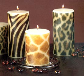 Animal Print Pillars Candles - Dark Brown Print