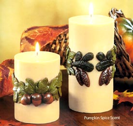 Sculpted Fall Pillars Candles - Pumpkin Spice Scented