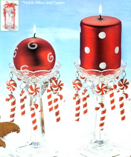 Candy Cane Glass Candle Holder - Candles not Included