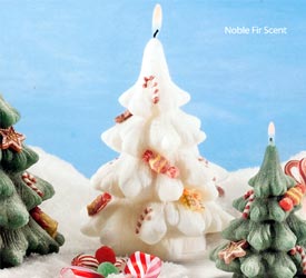 Flocked White Candy Christmas Tree - Noble Fir Scented