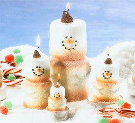 Marshmallow Snowman Candles - Marshmallow Pillar