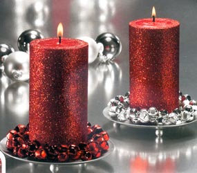 Glitter Pillars with Jingle Bell Set - Silver Bells