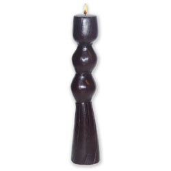 This is an elongated african style candle with hand carvings around the base. Its unique shape and style will add an contemporary feel to any room.