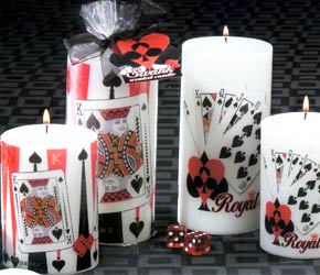 Casino theme Pillar Candles - Queen of Hearts