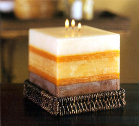 Rustic Square Candle on Woven Base