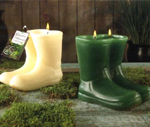 Sculpted Garden Boot Candles - Ivory garden boots,boot candles,garden candles,outdoor candles,garden boot candles