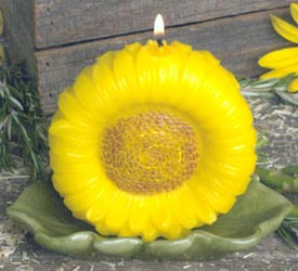Sunflower Candle on Leaf Plate