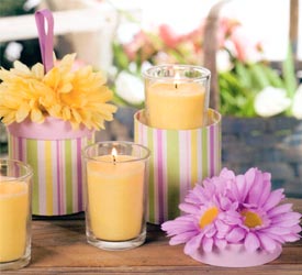Glass Candle in Floral Hatbox