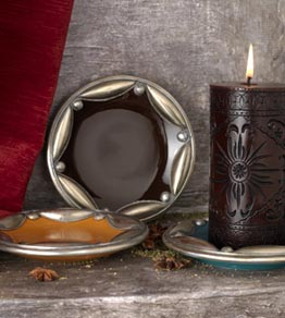 Moroccan Plate Pillar Candle Holder - Brown moroccan candleholders,moroccan candle holders,moroccan tealight holders,moroccan tea light holders,indian candleholders,indian candle holders