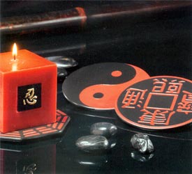 Asian Ceramic Pillar Plate Candle Holder - Ying-Yang asian candleholders,asian candle holders