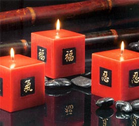 Asian Red Cube Candles - Assorted