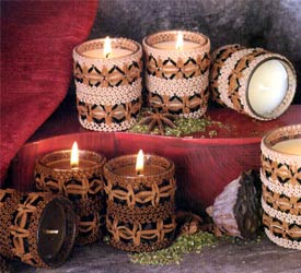 Leather Wrapped 3-Pc Votive Set - Light Leather Leather Wrapped 3-Pc Votive Set