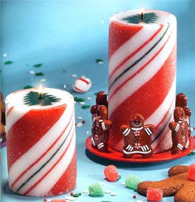 Frosted Candy Land Pillar Candles